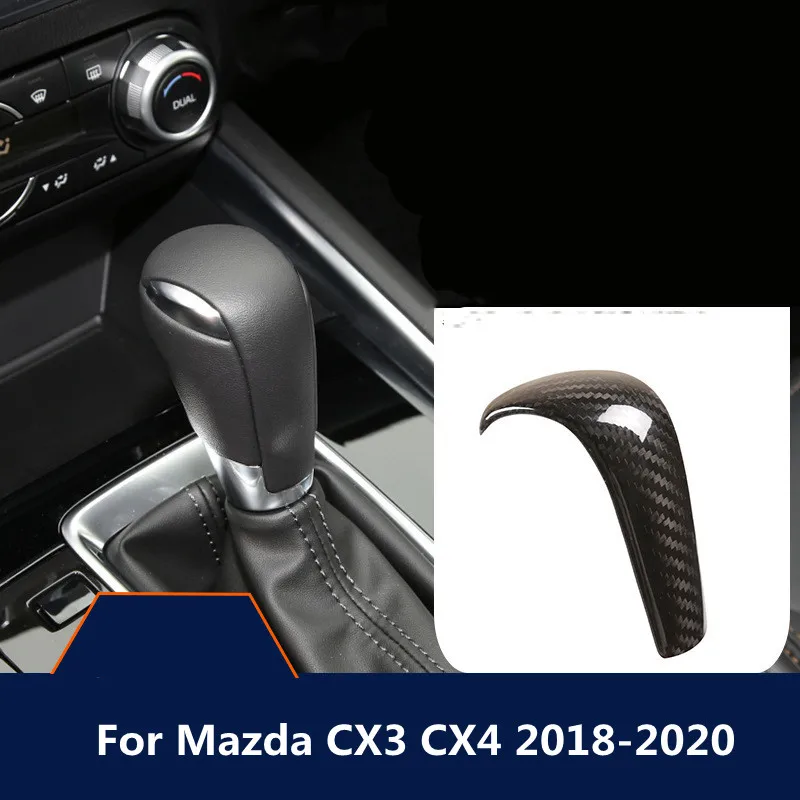 

Real Carbon Fiber Car Gear Shift Knob Sticker Cover for Mazda CX3 CX4 2018 2019 2020 Interior Styling Moulding Trim Black Red