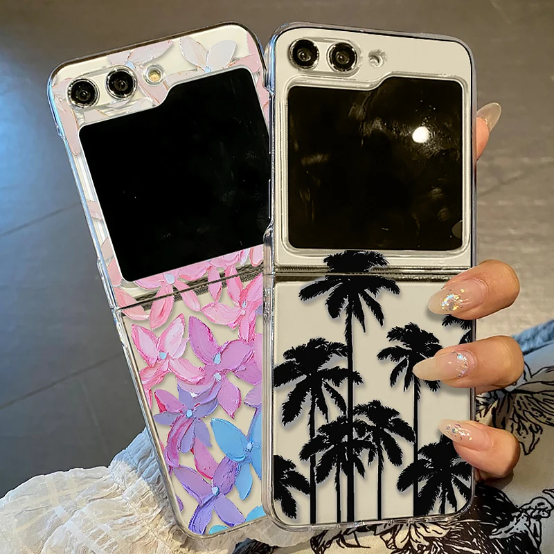 Floral Plants Pattern Clear Folding Phone Case Cover