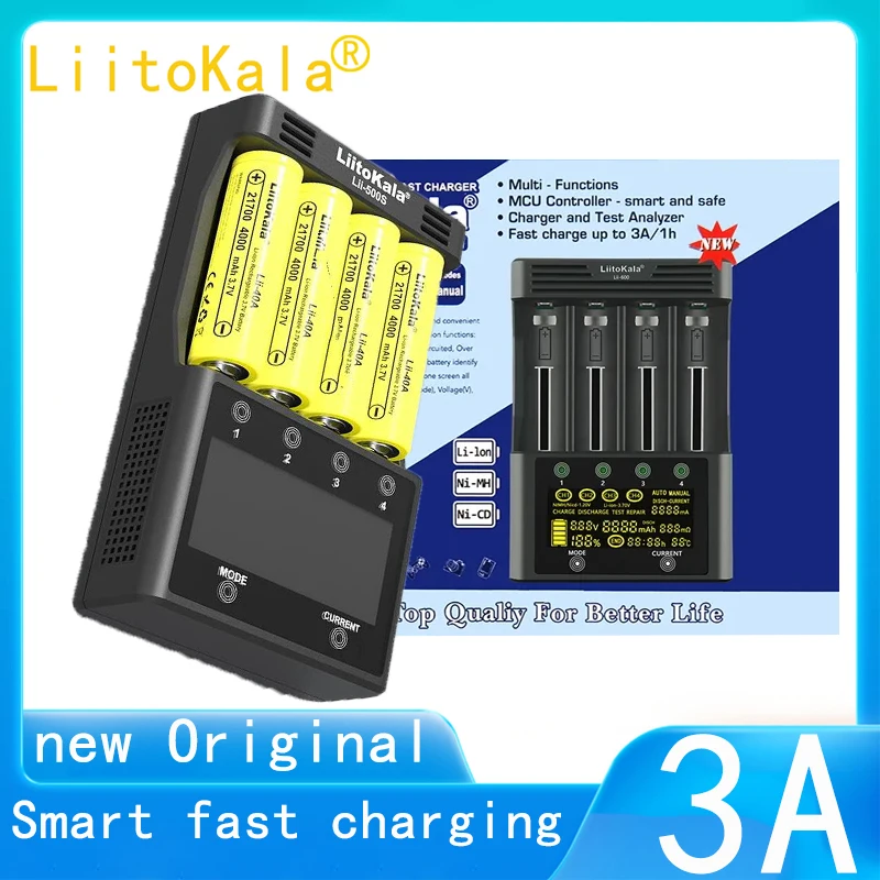 

Liitokala Lii-S1 Lii-600 Lii-500 500S PD2 PD4 Smart Battery Charger For 18650 3.7V 9V 26650 18350 16340 18500 14500 1.2V AA AAA