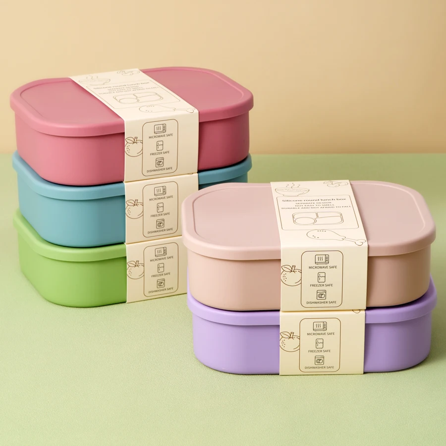 1PCSilicone Food Storage Box Portable Lunch Box For Food Dinnerware Food Container Feeding Bowl Lunchbox Children's Tableware 6