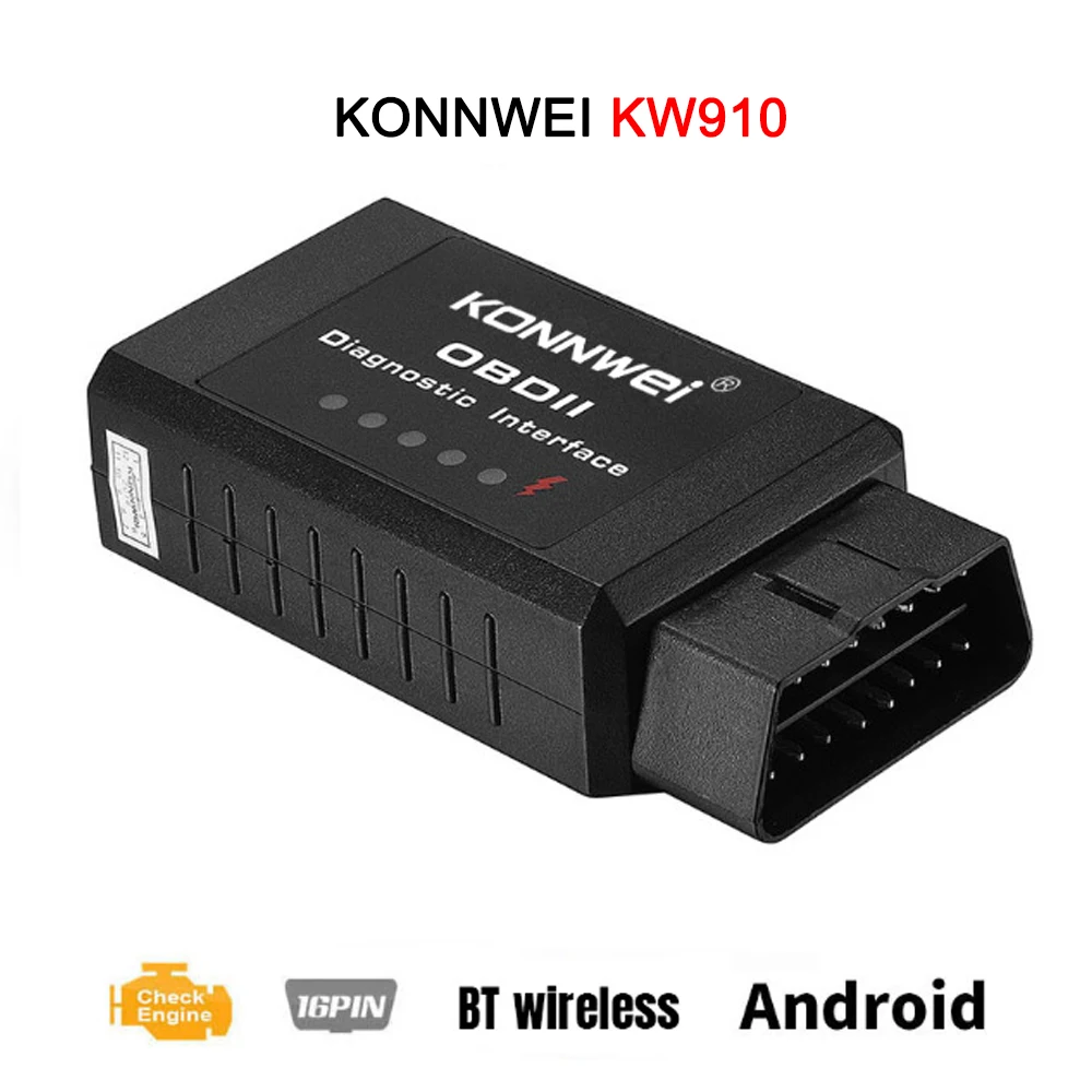 

For KONNWE ELM327 BT Wireless Bluetooth KW910 OBD2 V1.5 Android Car Scanner Automotive OBDII Scaner ELM 327 Auto Diagnostic Tool