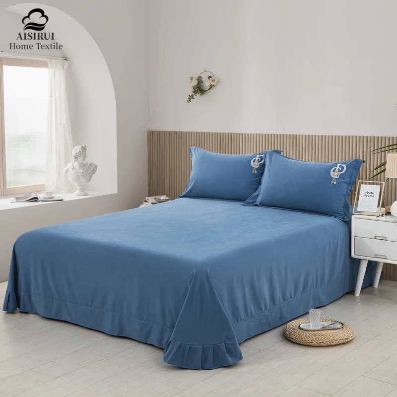 

High Quality Printed Flat Sheet Satin Bedspread Long Staple Cotton Mattress Cover Queen King Size Bedspread 2 People 270x245cm