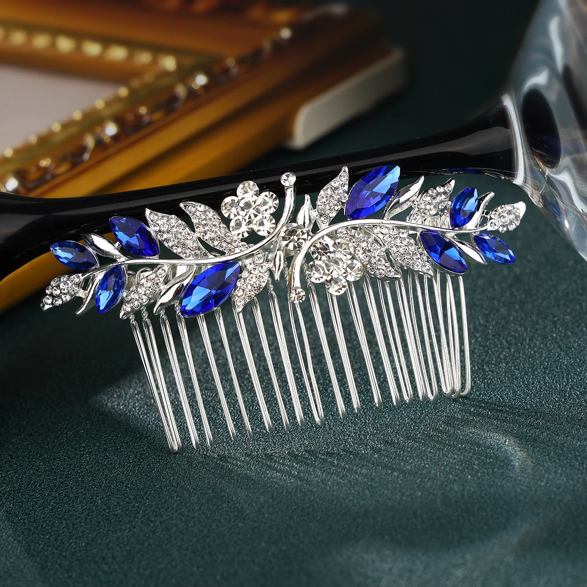 Dreamy Sapphie Blue Wedding Headwear Hair Comb bride hair accessories