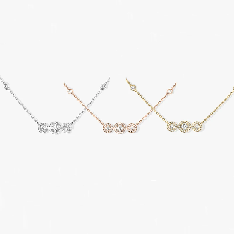 

Round 925 sterling silver pavé necklace brand jewelry design series