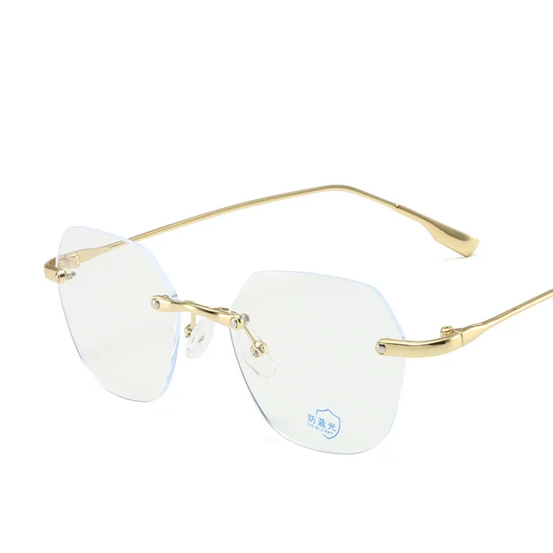 New Polygon Rimless Finished Myopia Eyeglasses Frame Women Oversized Clear Myopic Computer Eyewear Retro Men Optical Frame 5