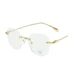 New Polygon Rimless Finished Myopia Eyeglasses Frame Women Oversized Clear Myopic Computer Eyewear Retro Men Optical Frame 5