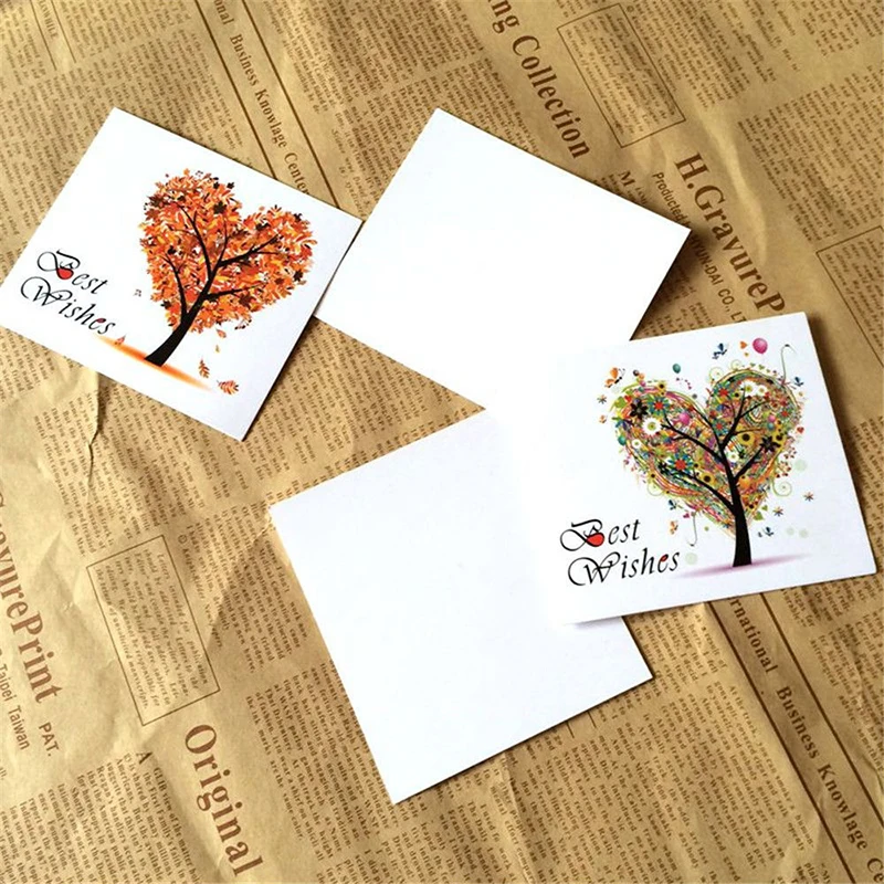 50Pcs Gift Card Best Wishes Colorful Love Tree Birthday Greeting Cards Christmas Wedding Party Postcard Small Business Supplies