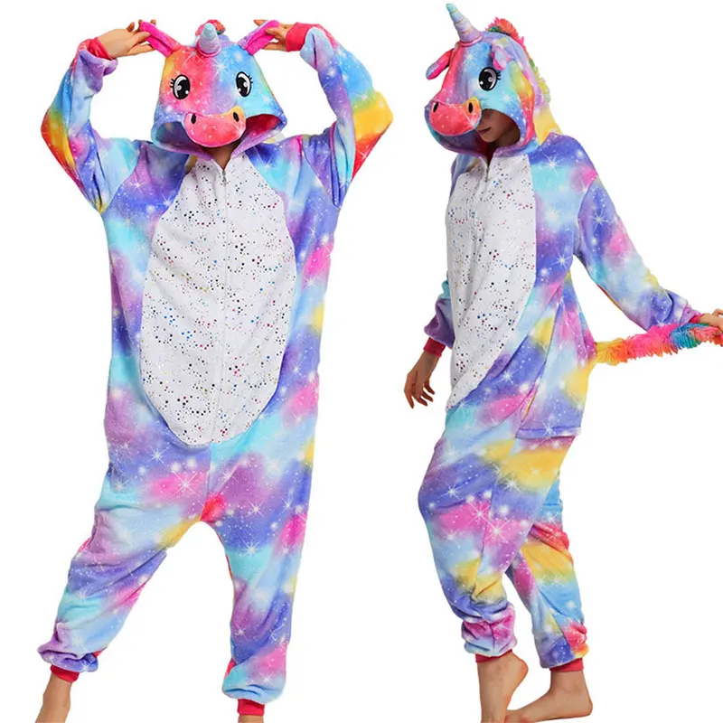 Cute Cartoon Rabbit Onesies Kigurumi Pajamas for Adults Cosplay Jumpsuit Woman Pyjamas Flannel Pijamas Winter Overalls for Kids