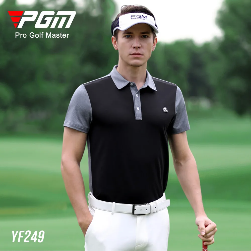 

PGM golf clothing men's summer breathable stitching short-sleeved quick-drying T-shirt new