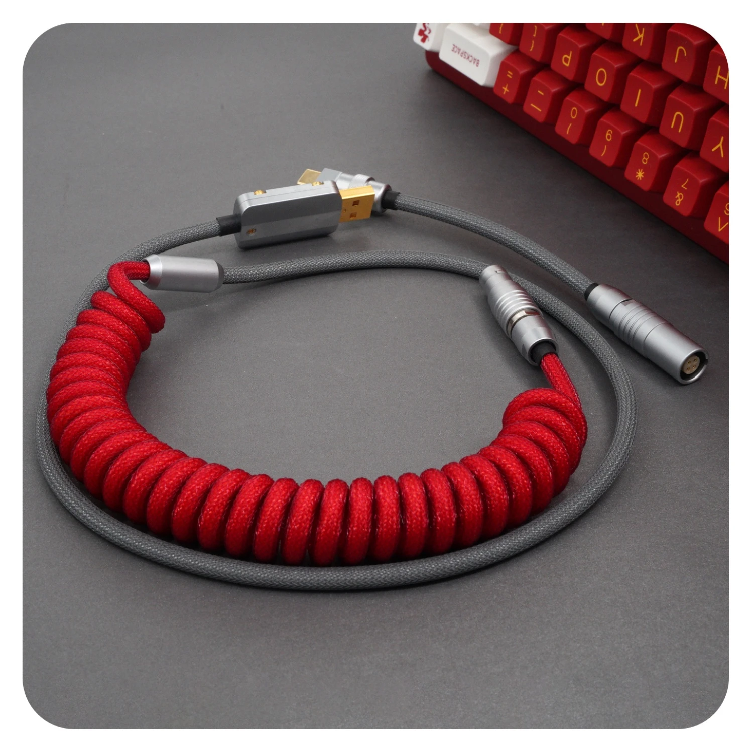 

GeekCable Manual Custom Mechanical Keyboard Data Cable GMK Theme SP Key Cap Cable Red Gray Type-C/Mini-USB/Micro/PH/XH/EH