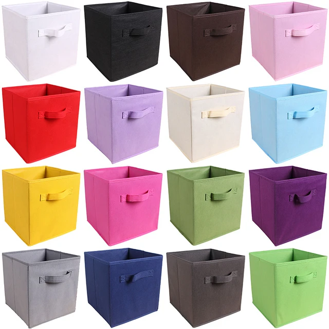 SET Of 2 Foldable Canvas Storage Boxes Folding Fabric Clothes