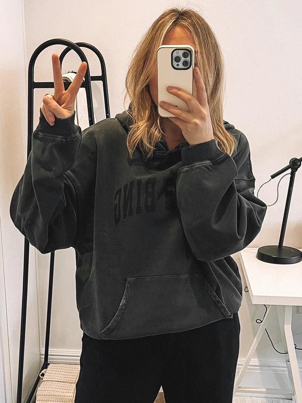 

Letter Print Sweatshirts for Women 2023 Clothing Washed Vintage Loose Hooded Sweatshirt Female Fashion Pullovers Hoodies Tops
