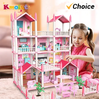 3D fai da te sogno principessa castello villa assemblaggio casa delle bambole set giocattolo ragazza famiglia giocattolo musica per bambini casa delle bambole assemblaggio villa casa