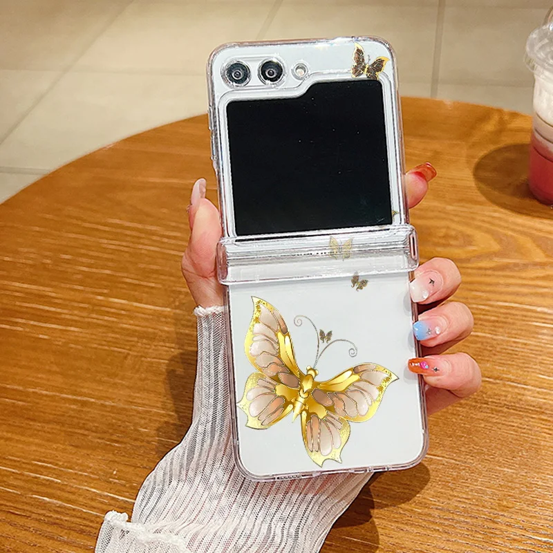 Butterfly Pattern Clear Folding Phone Case - Transparent Hard Cover
