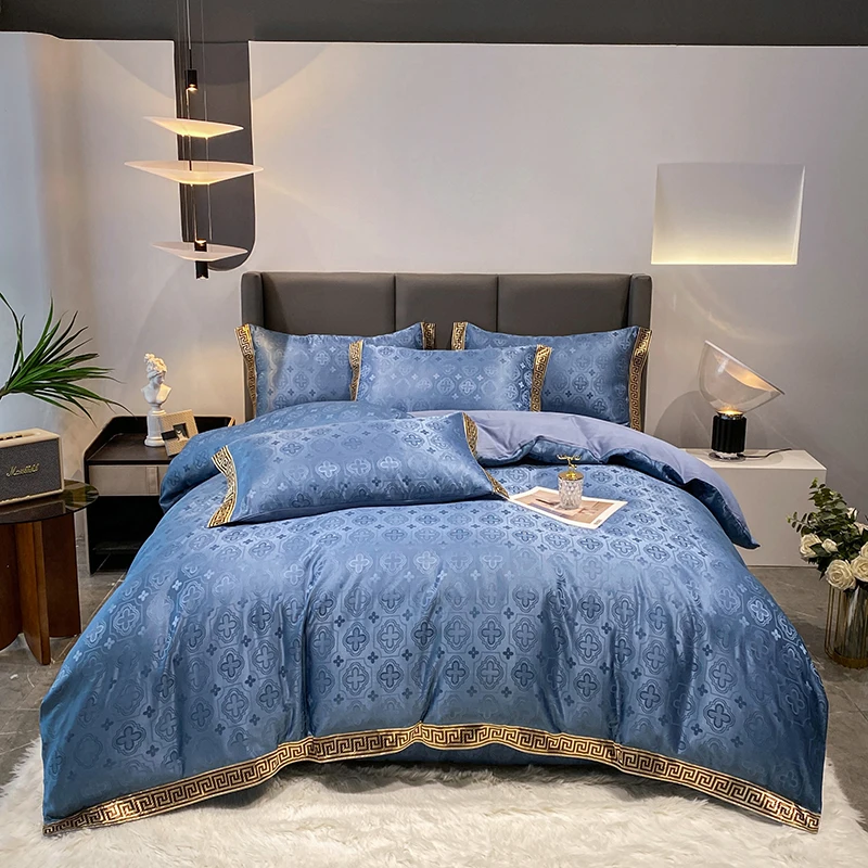 High quality Cotton Bed sets soft duvet cover elasticated bed sheet Jacquard bedding set 20 Sdbaa940b013b4ff89d0c2f3742fecae8c