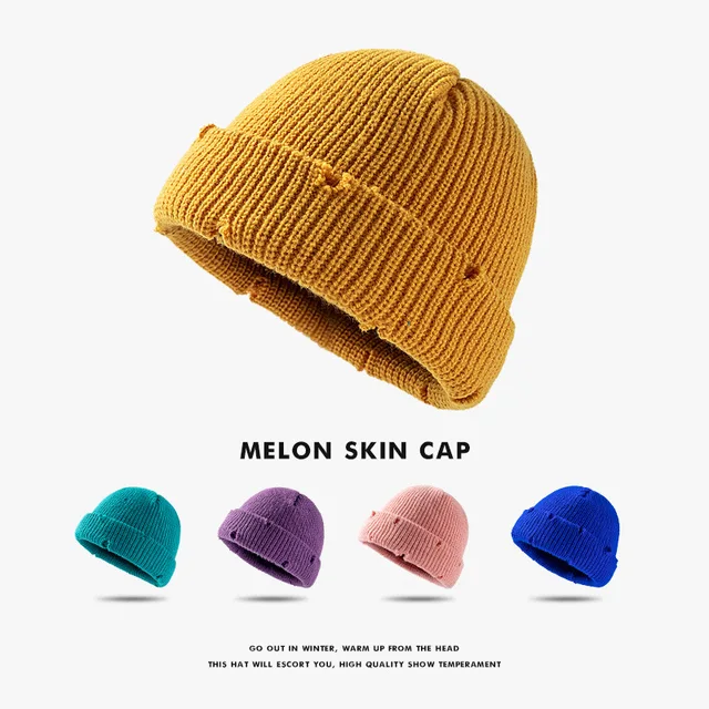 Winter Warm Knitted Hats For Men Women Boys Yuppie Hip-Hop Fashion Beanies Autumn Thick Cuffed Caps 1