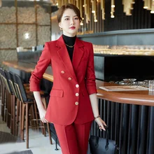 red dressy pants suits for evening wear
