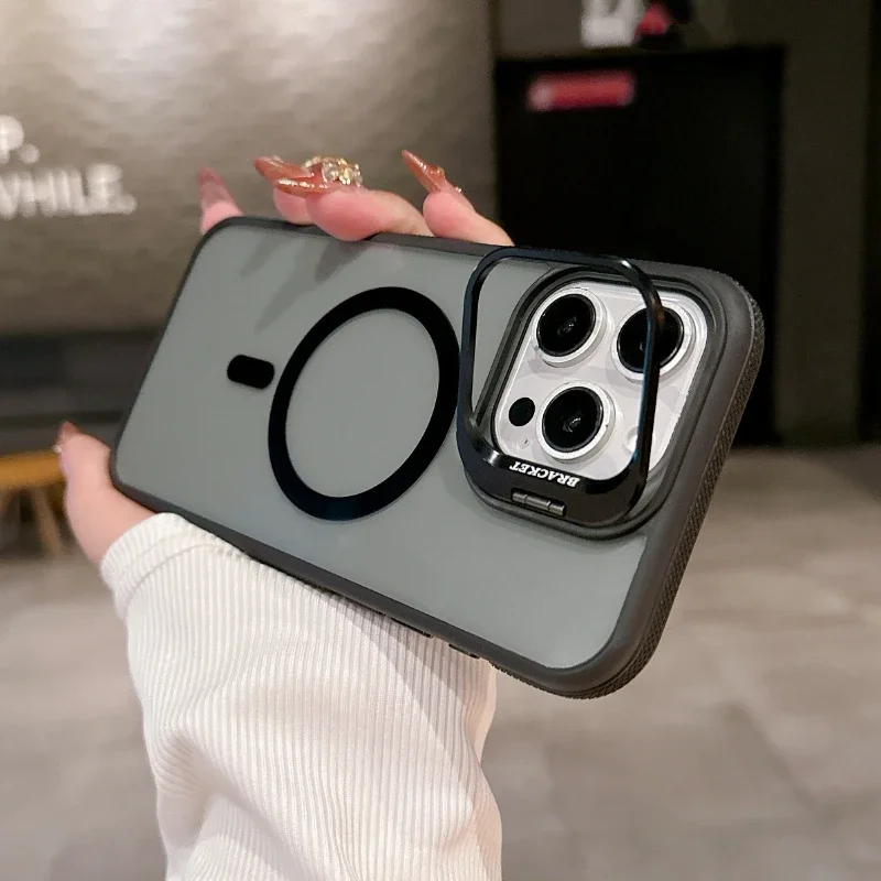 Double Color Magnetic Stand Translucent Fashion Case with Splice Matte Finish