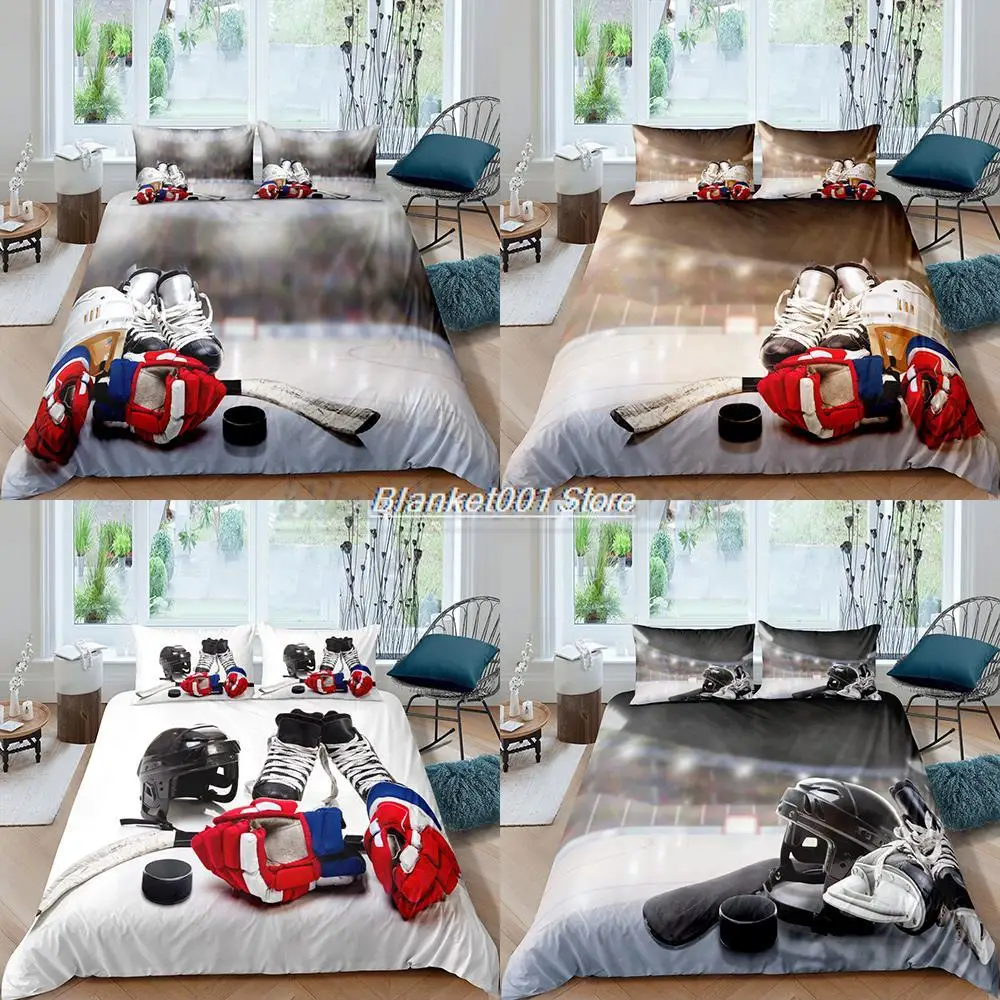 

Home Textiles Luxury Hockey Equipment Duvet Cover Set Pillowcase Kids Bedding Set AU/EU/UK/US Queen and King Size Bedding