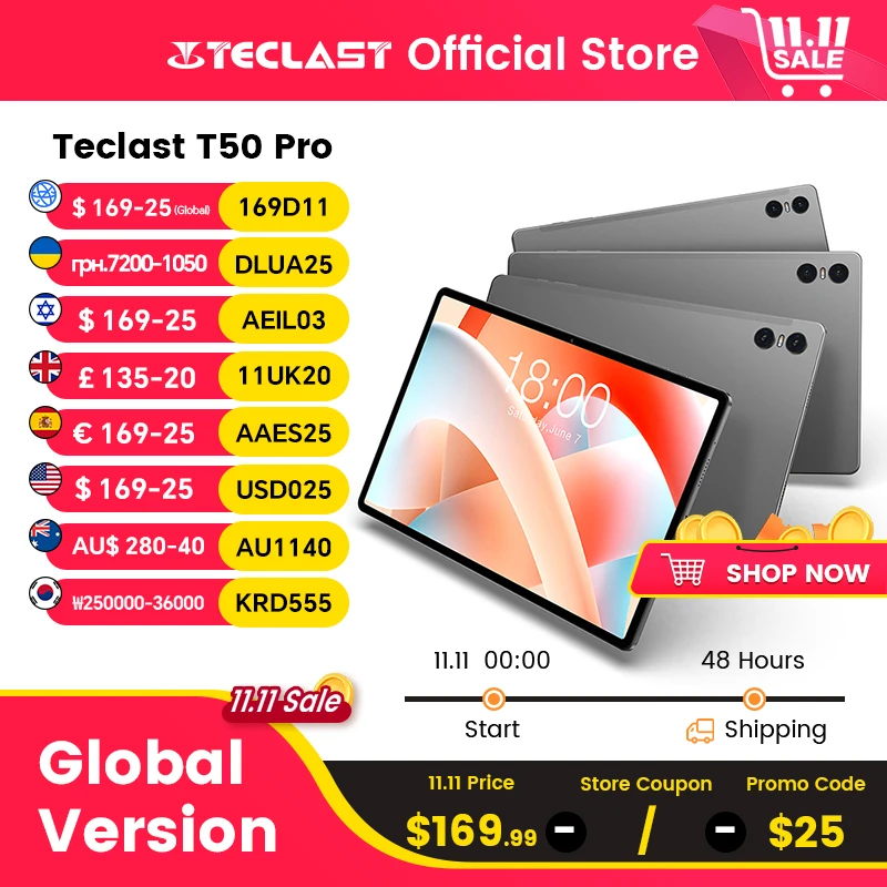 Teclast-Android 14 T50 Proタブレット,8コア,11インチ,2K