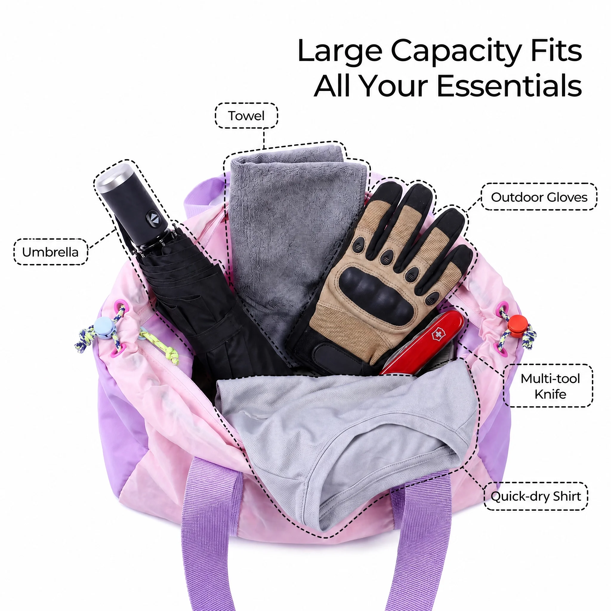 EcoSloth Foldable Tactical Backpack With Water Resistant & Large Capacity Airplane Travel Carbin Duffle Bag School Work Daypack 4