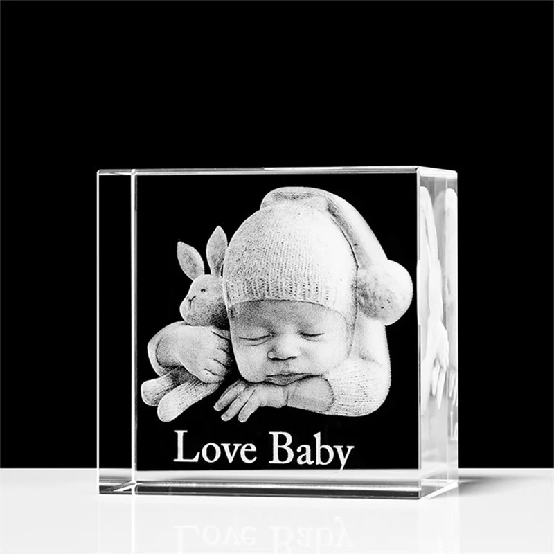 

Square 3D Crystal Laser Photo Frame Personalized Friend Picture Album Gifts Customized Memorial Anniversary Couples for Home