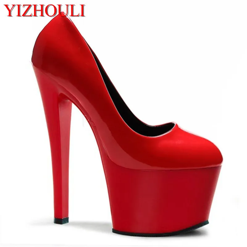 

Special offer single shoes 17cm super high heels model show round head paint and ankle new dance shoes