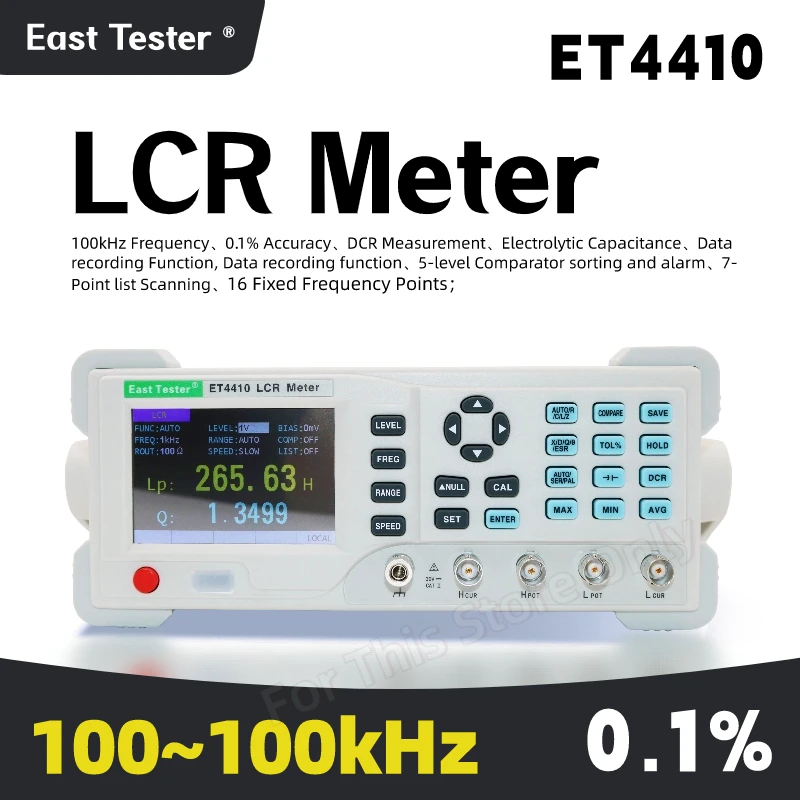 

Настольный Цифровой Измеритель LCR ET4410 с ЖК-дисплеем, 100 Гц-100 кГц, индуктивный измерительный прибор для сопротивления и емкости