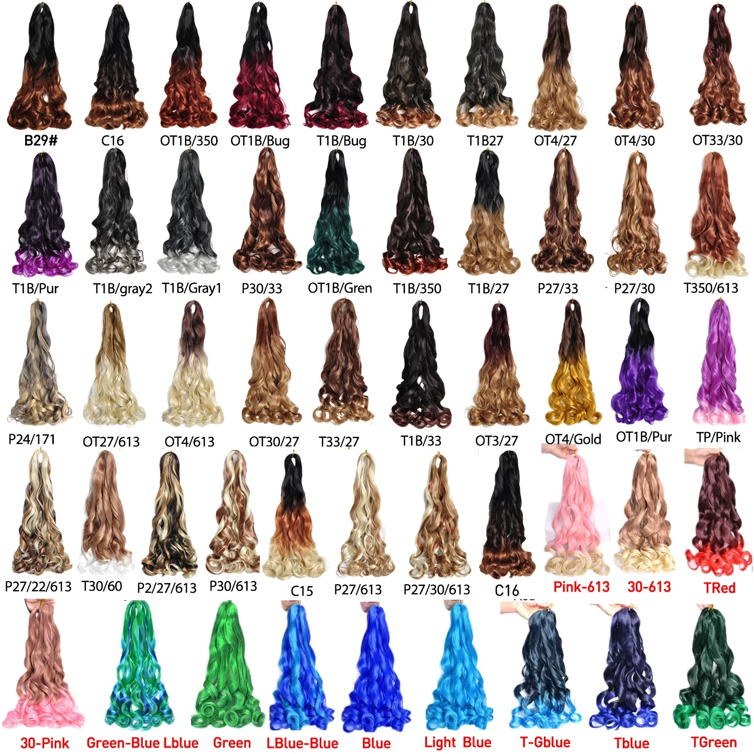 24 Zoll Französisch Locke Flechten Haar Synthetische Haarverlängerungen Premium Lockige Wellen Locken Zöpfe 18