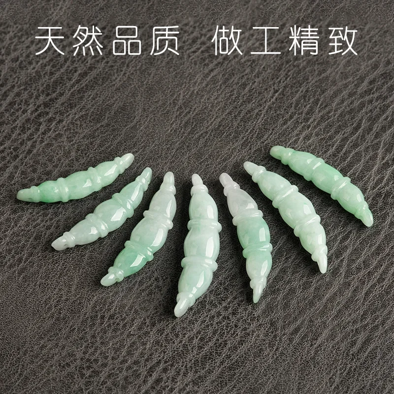 

3pc Natural Emerald Jade Lotus Root Pendants DIY Bracelet Earrings Charm Jewellery Accessories Amulet Women Sweater Chain