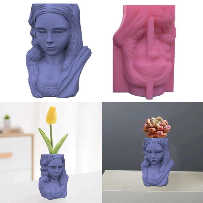 

Silicone Mold DIY Flower Pots Mould Succulent Planter Molds Girl Shaped Plaster Moulds Epoxy Resin Jewelry Molds 40GB