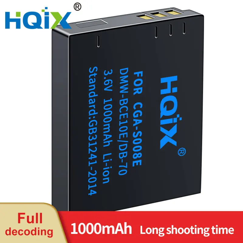 Hqix Per Panasoinc Sdr-S10 S7K S15 S26 S9 Sw20 Sw21 Sw28 Dmc-Fx520 Fs3 Fs5 Fs20 Fx30 Fx33 Fx35 Macchina Fotografica Cga-S008E Caricatore Di Batteria