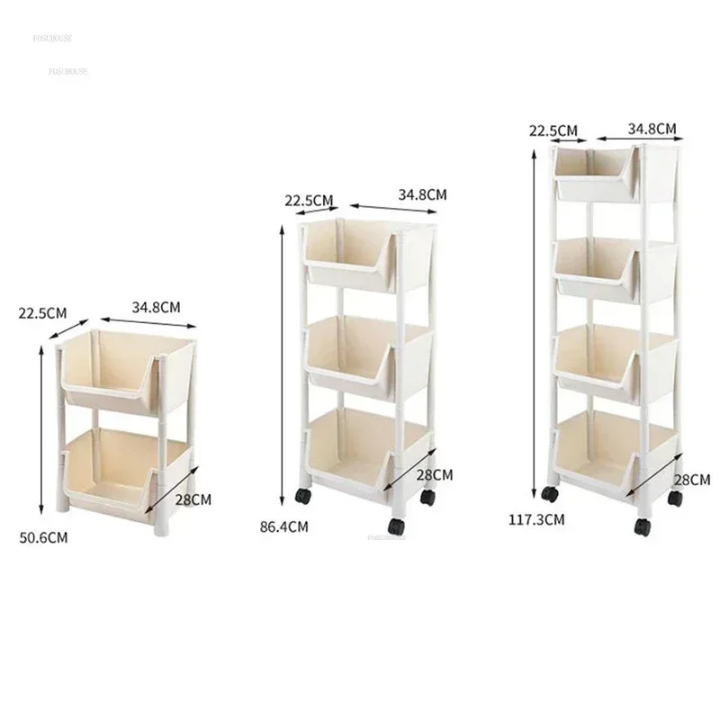 Children's Bookcases Rack Cart Home Toy Storage Reading Shelves Children Furniture Wheels Removable Floor Small Bookshelves N