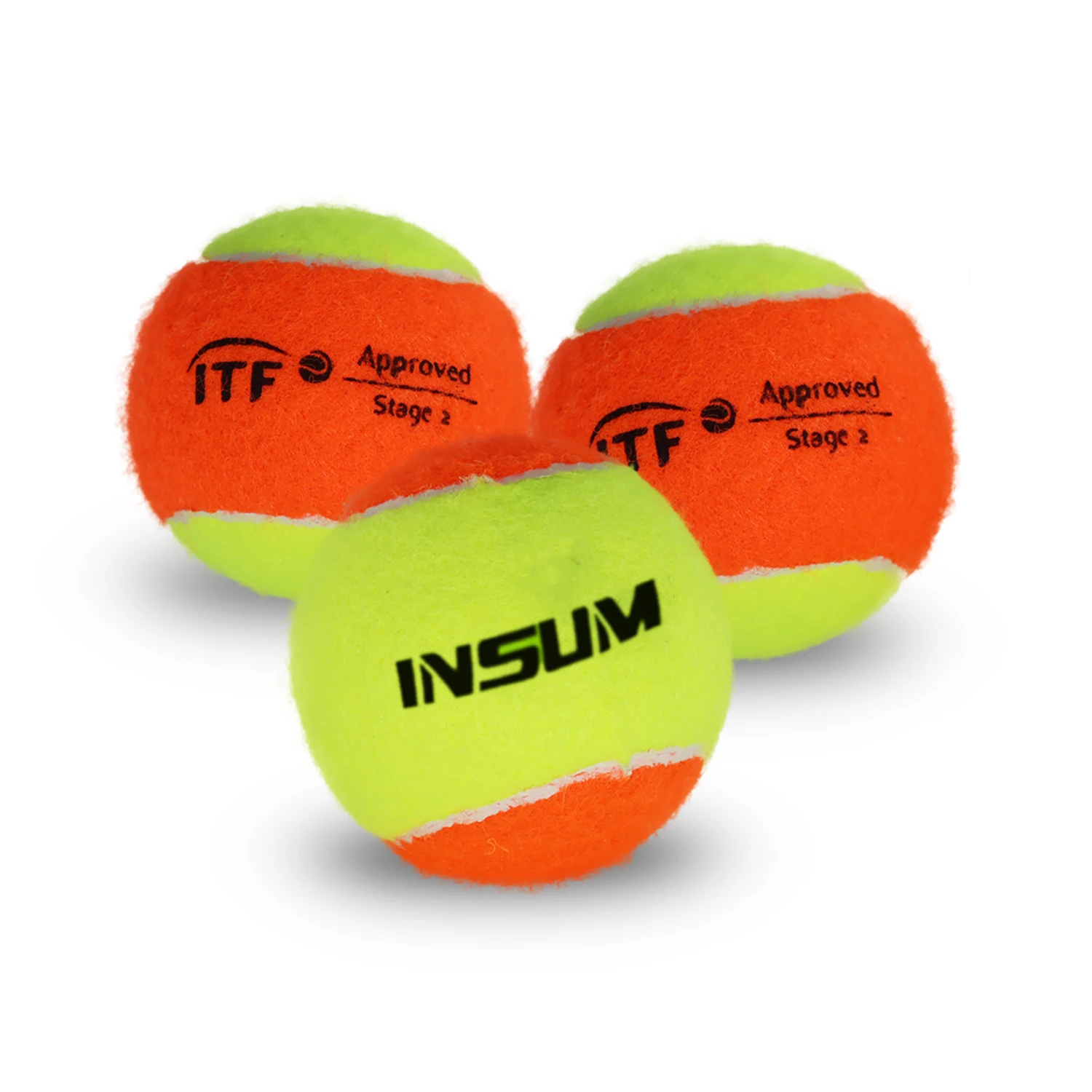 Four yellow and orange beach tennis balls