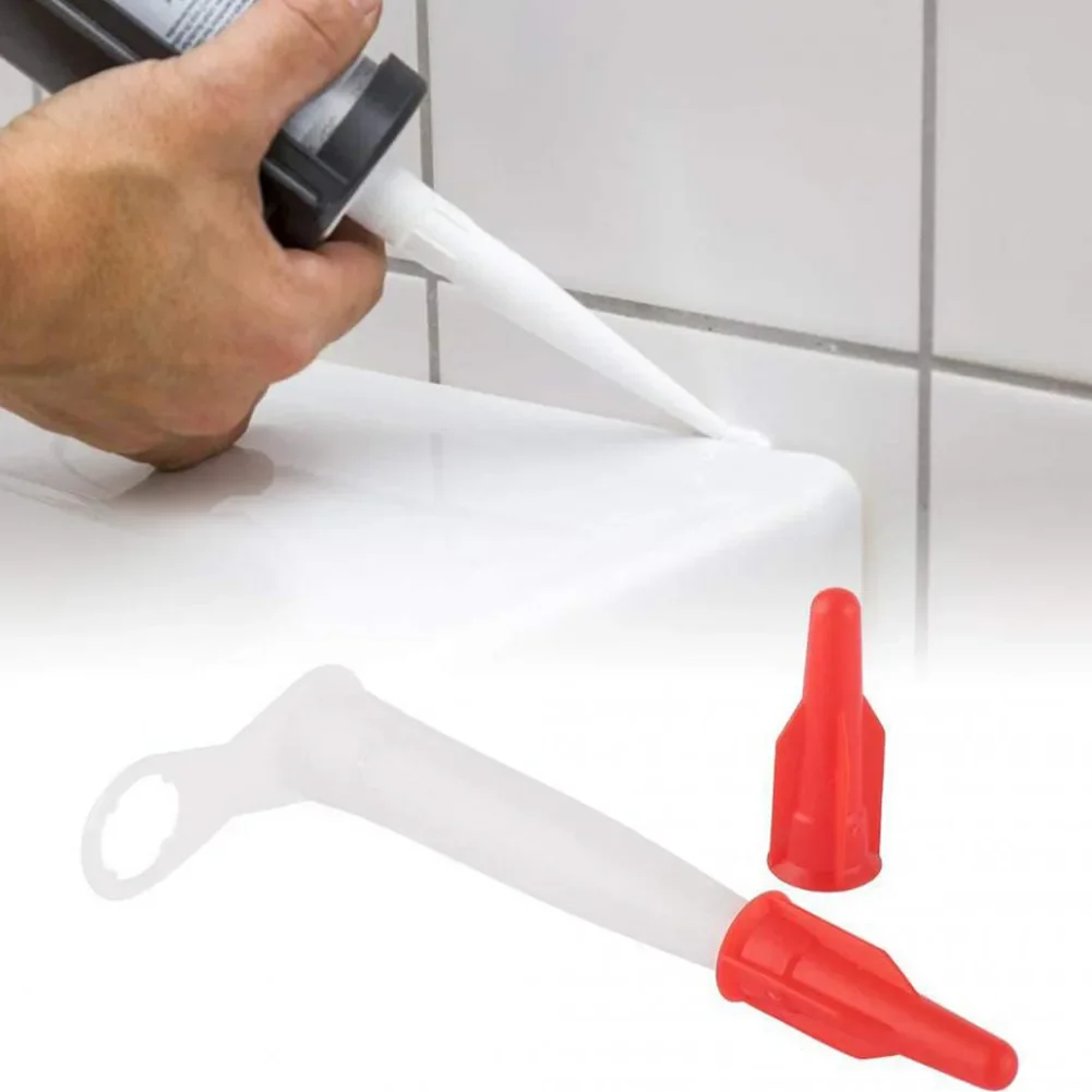 Silicone Tube Nozzle Cap Replacement Tips Caulk With Red Nozzle Cartridge Spare Silicone Sealant Home Construction Tool 12-20pcs caulking gun nozzles