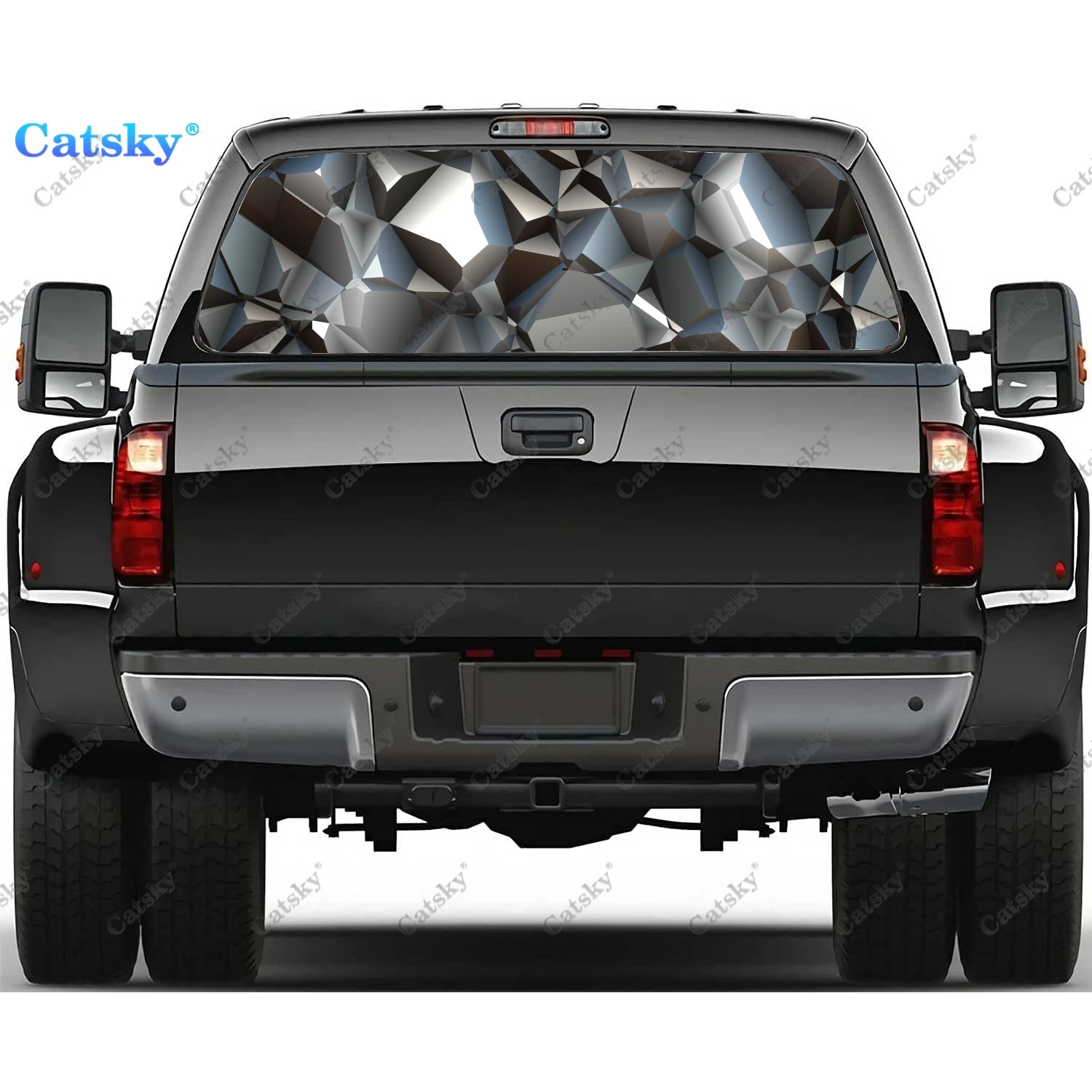 

Геометрический треугольник 3D фотография ПВХ материал грузовик наклейка перфорированная виниловая универсальная наклейка