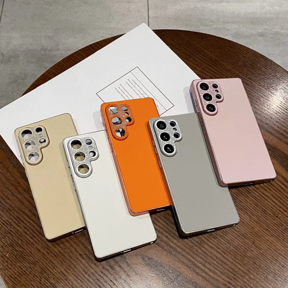 Matte Leather Soft Case with Plated Detailing - Premium Back Cover