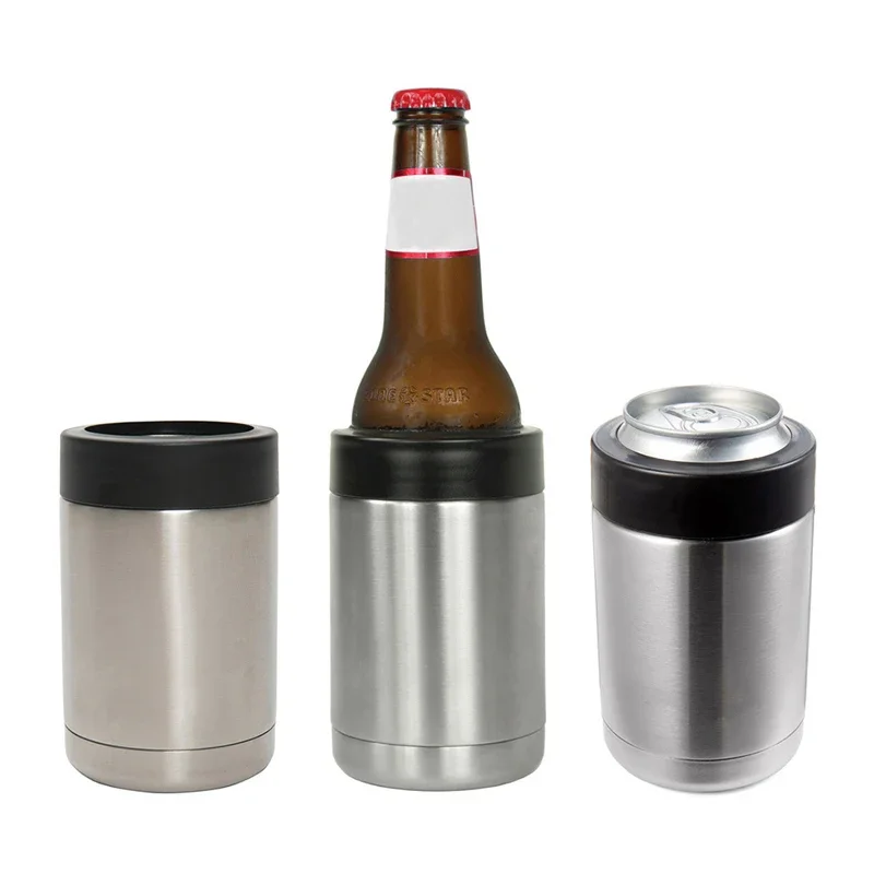 Beer Bottle Cooler Drink Cooler 12 OZ Stainless Steel Beer Bottle Cold Keeper Can/Bottle Holder Double Wall Vacuum Insulated Beer Bottle Cooler Bar Accessories