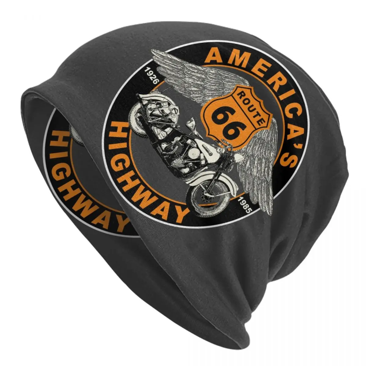 

Route 66 Americas Highway Skullies Beanies Caps Hip Hop Winter Men Women Knitting Hat Unisex Adult US 66 Motorbike Bonnet Hats