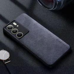Premium Luxury Leather Phone Case - Retro Business Style Solid Color Cover for Realme C63 (GRAY)