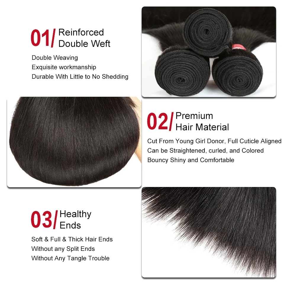 Sleek 38 Inch Straight Hair Bundles For Women X Real Hair Extensions 32 Inch Long Straight Bundles Single Synthetic