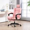 Pu Leather Office Chair, Executive Desk Chair with Headrest, Foot Rest, Swivel Wheels, Reclining Computer Chair, Pink 3