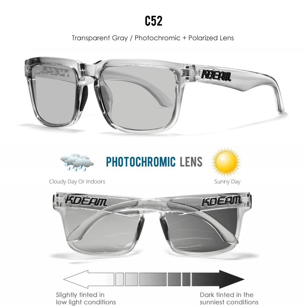 Enhanced Sport Polarized Sunglasses with Photochromic Lenses and Packaging