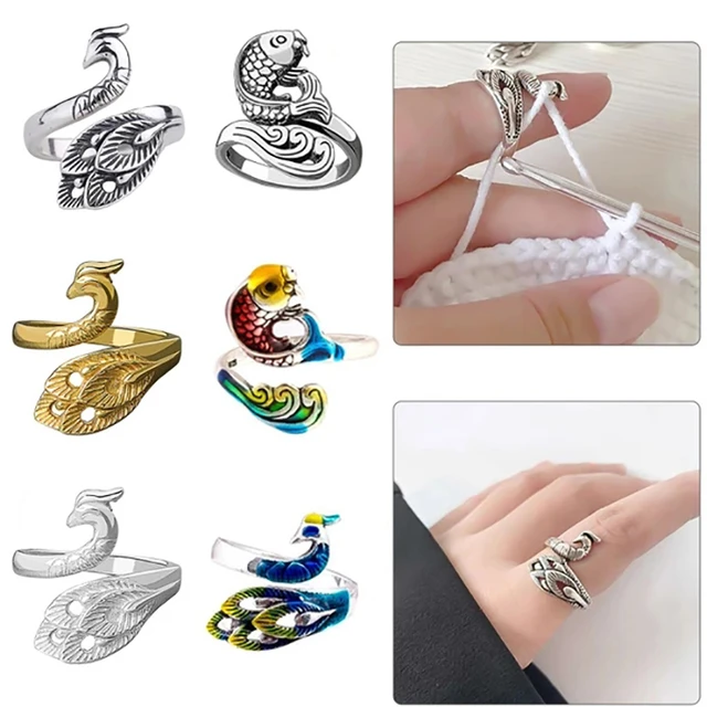 New DIY Knitting Loop Crochet Tool Multi Style Ring Finger Wear Thimble  Yarn Adjustable Open Finger Ring Sewing Accessories - AliExpress