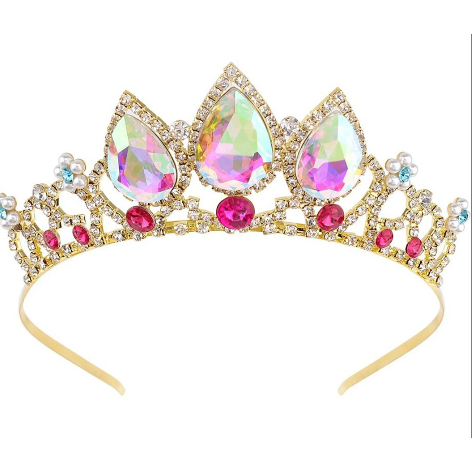Tiara Da Principessa Per Bambine - 2 Pezzi Con Strass A Forma Di Cuore, Argento