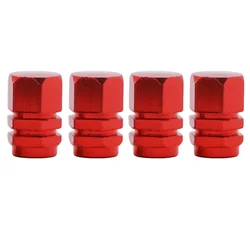 Aluminum Alloy Tire Valve Caps - Waterproof Air Dust Covers (Set of 4) (Red 4Pcs)