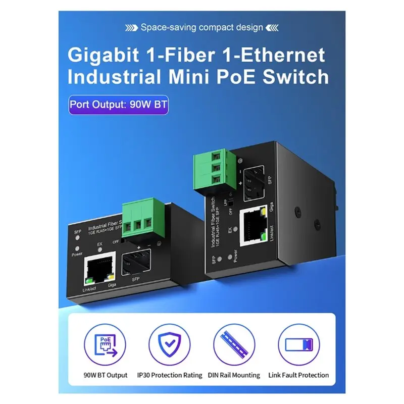 산업용 POE 스위치 DIN 레일 POE 스위치 BT90W Poe 출력 링크 오류 보호