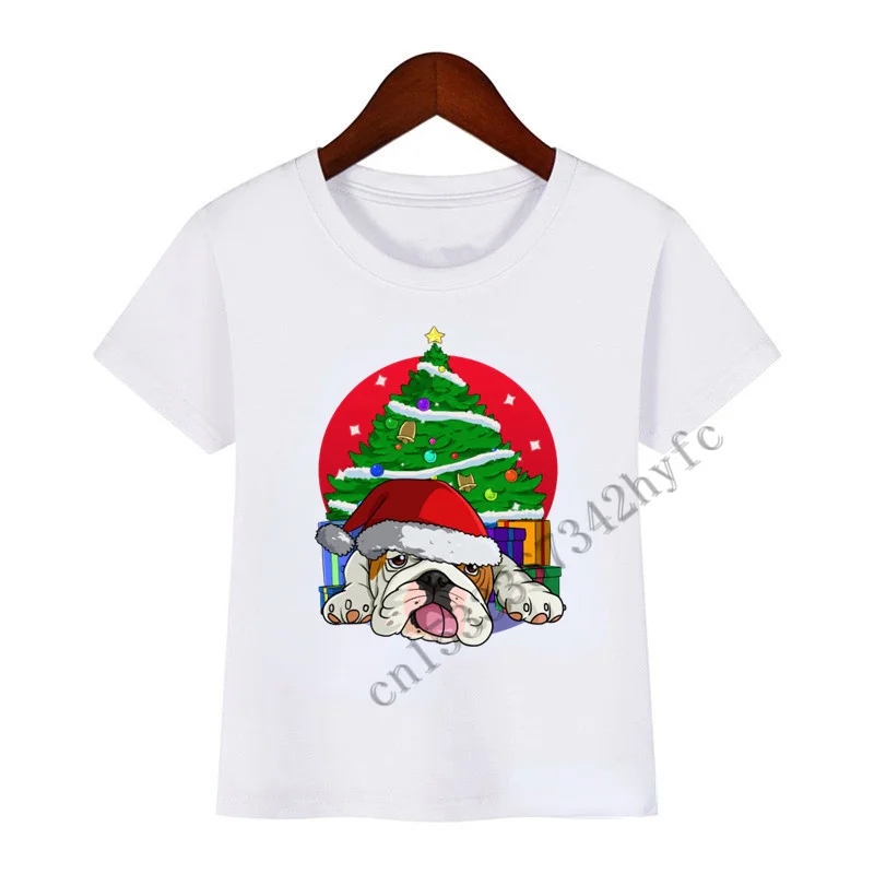 Bonita camiseta familiar de Navidad con gato y perro, camiseta con nombre de Feliz Navidad, ropa para niños, camiseta personalizada para adultos