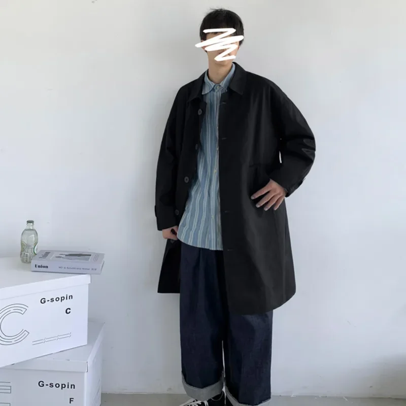 Description Picture 5 of itemMen's Wear 2022 Autumn Fashion New Single Breasted Trench Clothes Male Long Coat Loose Overcoat Trend Handsome Casual Windbreak