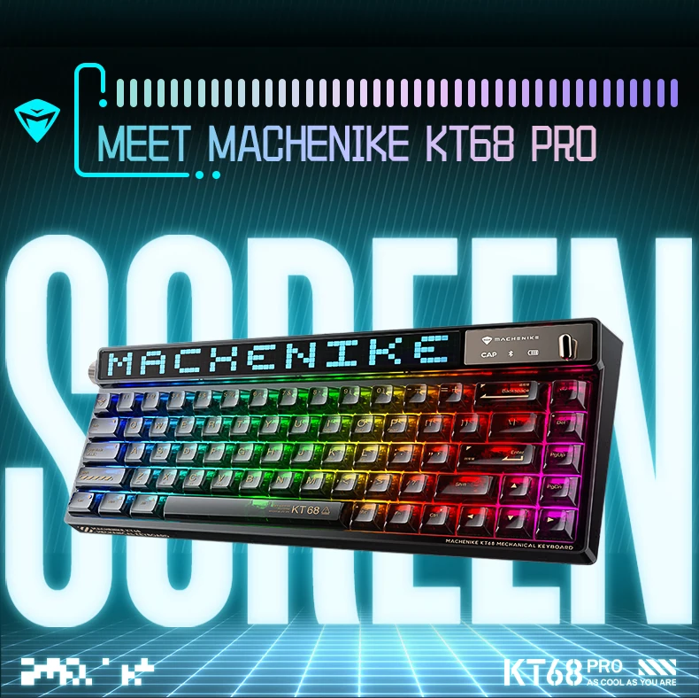 Machenike KT68 Pro Smart Screen RGB Hot-Swappable Mechanical Keyboard ...